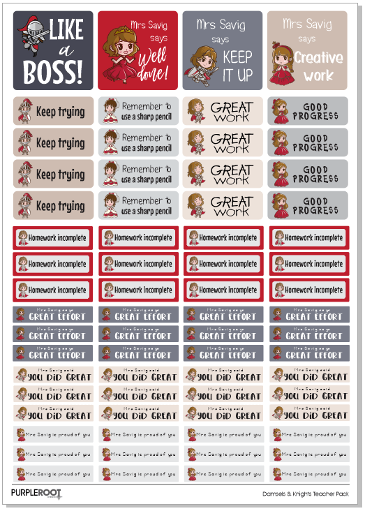 Damsels & Knights Teacher Pack A4