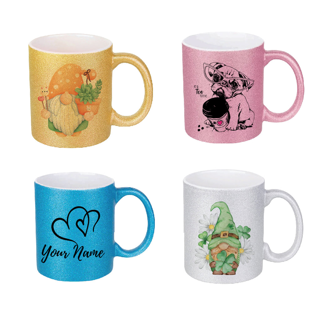 Glitter Mugs with Personalised artwork