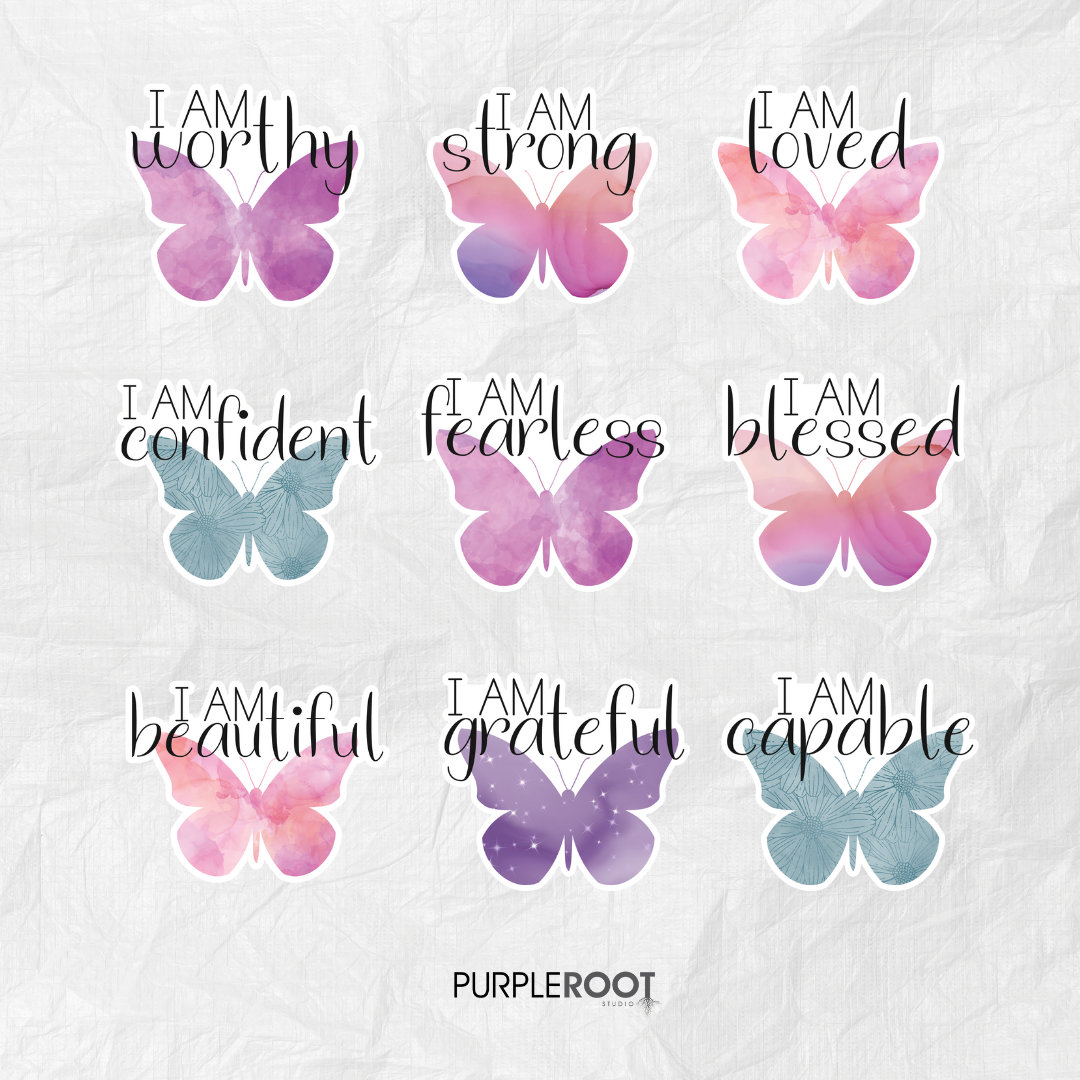 Positive Affirmation Butterfly Stickers Bundle