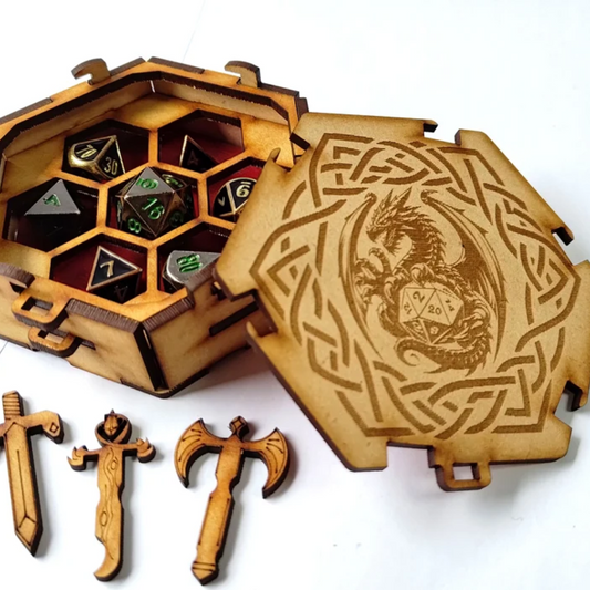 RPG Dice Box MDF Wood -with Personalised Lid Engraving