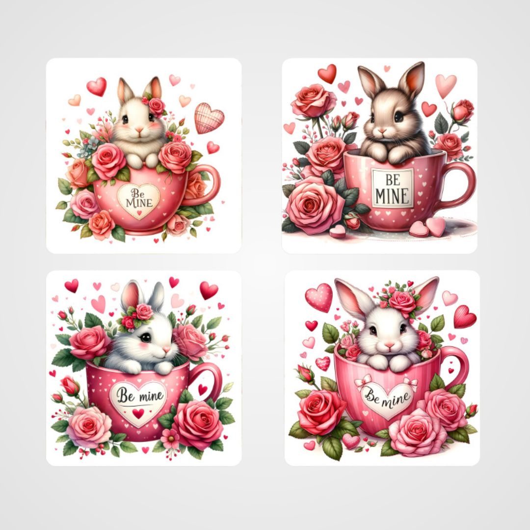 Seasonal Coasters: Valentine Bunnies