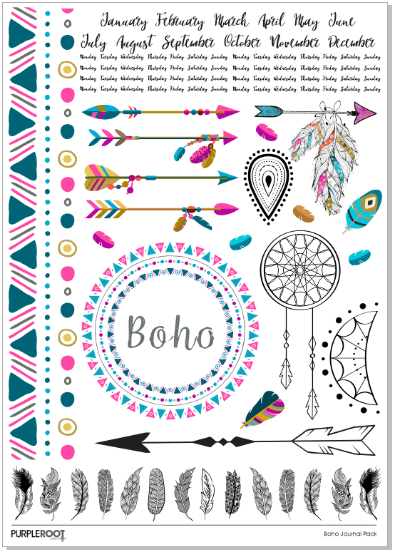 Boho Sticker Journal Pack (2 sheets) *Bullet Journal Planners*