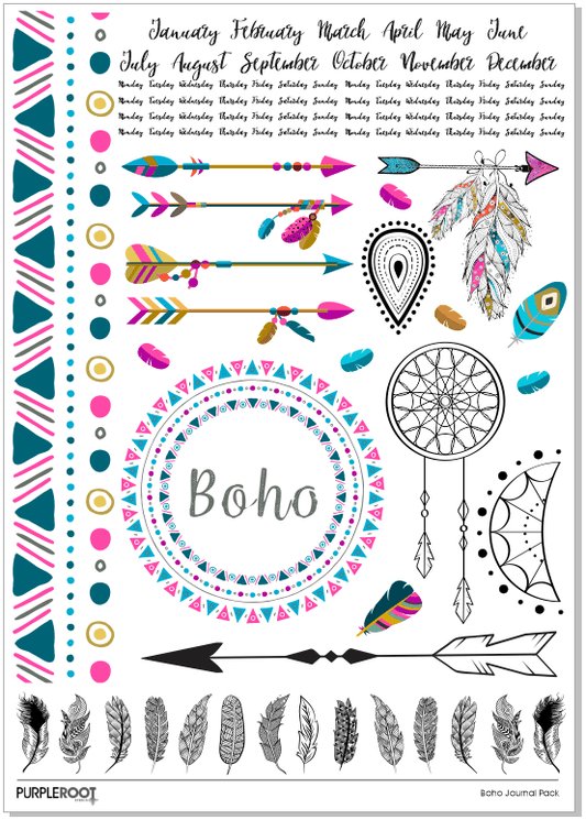 Boho Sticker Journal Pack (2 sheets) *Bullet Journal Planners*