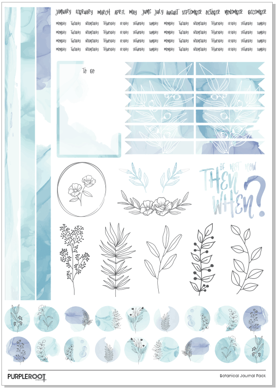 Botanical Sticker Set (2 sheets) *Bullet Journal Planners*