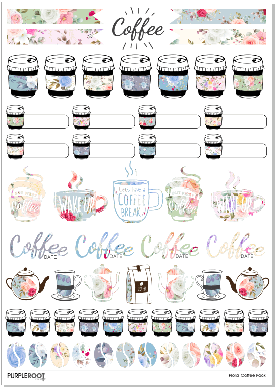 Coffee Sticker Journal Pack (2 sheets) *Bullet Journal Planners*